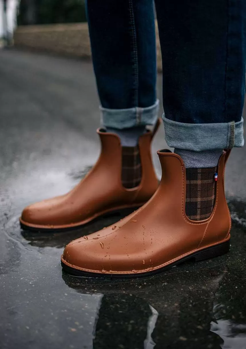 Montlimart Boots De Pluie>Boots Montpluie Cognac Carreaux