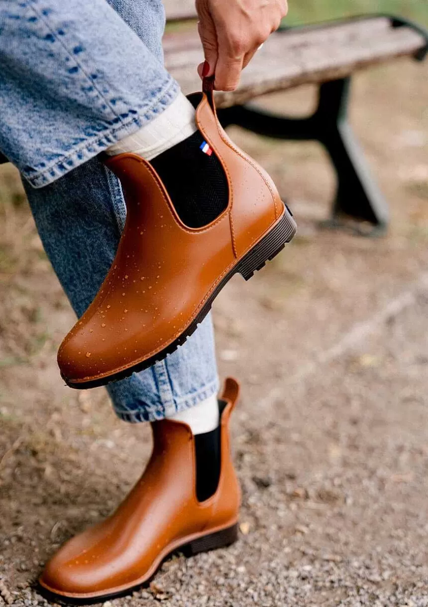 Montlimart Boots De Pluie>Boots Montpluie Cognac Chevrons Noir