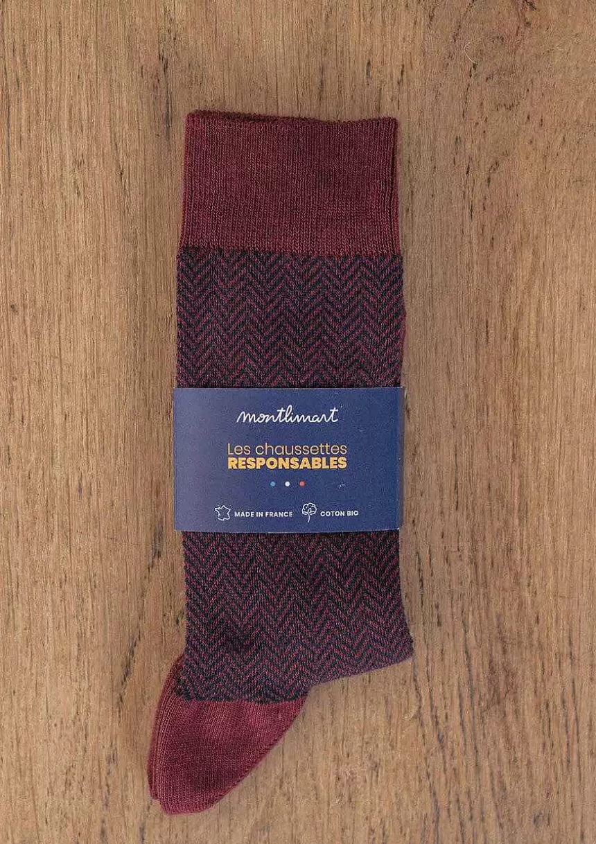 Montlimart Ceintures & Chaussettes>Chaussettes Chevron Bordeaux/Marine