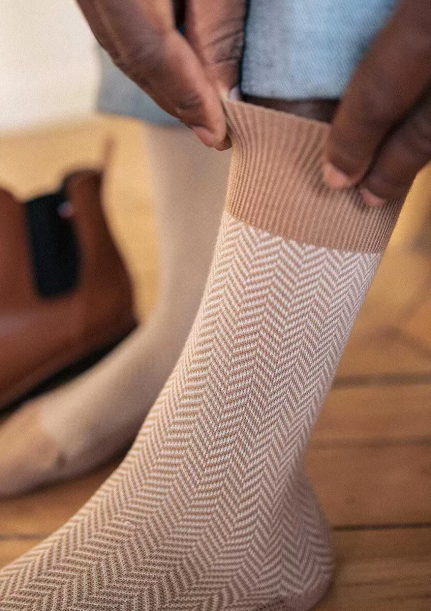 Montlimart Ceintures & Chaussettes>Chaussettes Chevron Marron/Gris Clair