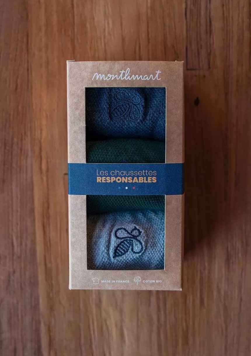 Montlimart Ceintures & Chaussettes>Chaussettes Coffret Montlisocks Gris/Vert/Marine