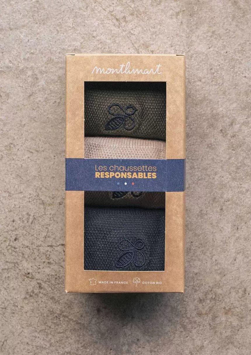 Montlimart Ceintures & Chaussettes>Chaussettes Coffret Montlisocks Kaki/Beige/Anthra