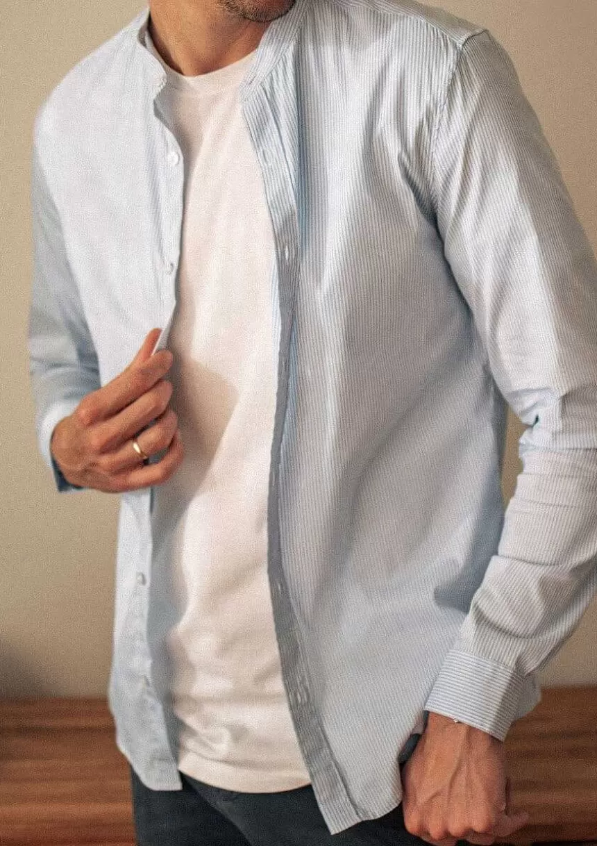 Montlimart Chemises>Chemise Bleu Fines Rayures