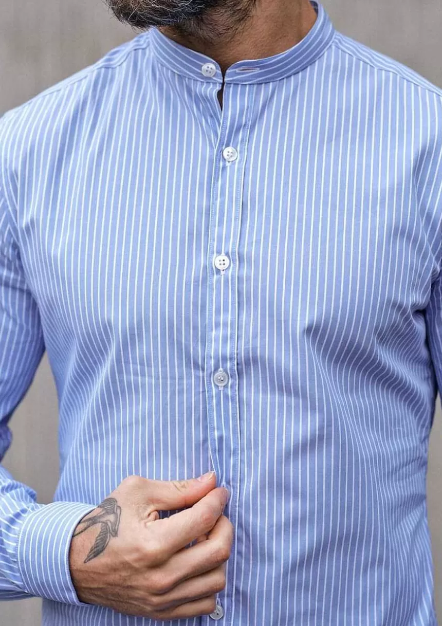 Montlimart Chemises>Chemise Saint Pierre Bleu Ciel Rayures