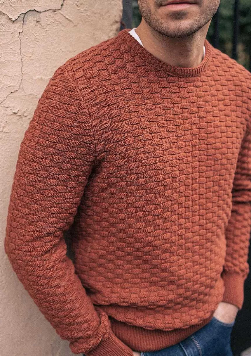 Montlimart Pulls>Pull Damier Terracotta